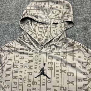 Jordan Jumpman Hoodie Youth Medium Tan Dri-Fit Allover Print Long Sleeve